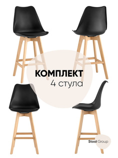 Стул барный со спинкой Stool Group Frankfurt, черный, комплект 4 стула