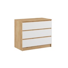 Клик Мебель Комод с 3-мя ящиками Бетти, 800х420х775, Дуб крафт золотой/Белый