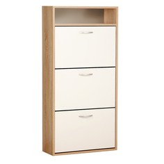 Обувница Приветливая-1, 600х222х1232 Дуб сонома/белый Клик Мебель