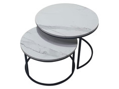 Журнальный столик Дуэ Белый мрамор / Черный, металл Desk Question