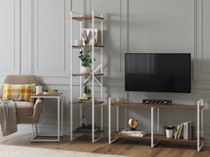 Стеллаж Loftyhome Мальборк 40 Шимо Темный с белым основанием