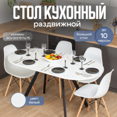 Стол кухонный овальный раздвижной Домотека Вальс О-1 120х80, белый/черный