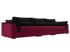 Прямой диван Лига Диванов Пекин Long 372х115х90 см, бордовый\черный