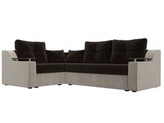 Угловой диван Лига Диванов Кронос левый угол 254х184х74 см, коричневый\бежевый