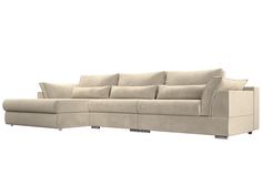 Угловой диван Лига Диванов Пекин Long угол левый 372х165х90 см, бежевый