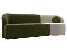 Прямой диван Лига Диванов Лига-027 угол правый 257х97х82 см, зеленый\бежевый