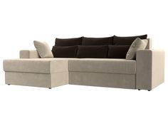 Угловой диван Лига Диванов Майами левый угол 250х160х80 см, бежевый\коричневый