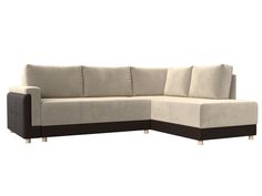 Угловой диван Лига Диванов Лига-024 правый угол 240х195х80 см, бежевый\коричневый
