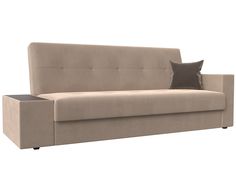 Диван-книжка Лига Диванов Лига-020 стол слева 223х83х90 см, бежевый\бежевый\коричневый