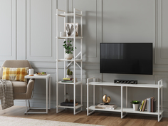 Стеллаж Loftyhome Мальборк 40 Белый Альпийский с белым основанием