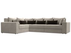 Угловой диван Лига Диванов Майами Long левый угол 335х230х90 см, бежевый\коричневый