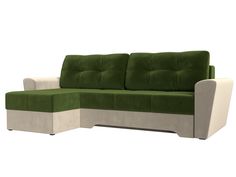 Угловой диван Лига Диванов Амстердам левый угол 245х147х85 см, зеленый\бежевый