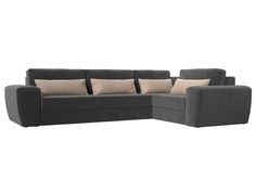 Угловой диван Лига Диванов Лига-008 Long правый 340х242х94 см, серый\бежевый