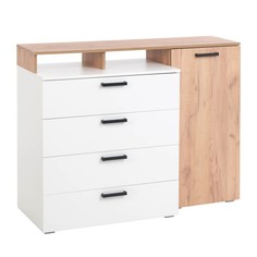 Комод №8, 1250х473х970, Дуб крафт золотой/Белый No Brand