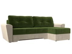 Угловой диван Лига Диванов Амстердам правый угол 245х147х85 см, зеленый\бежевый