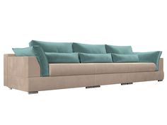 Прямой диван Лига Диванов Пекин Long 372х115х90 см, бежевый\бирюзовый