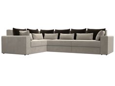 Угловой диван Лига Диванов Майами Long левый угол 335х230х90 см, бежевый\коричневый