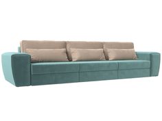 Прямой диван Лига Диванов Лига-008 Long 372х107х94 см, бирюзовый\бежевый