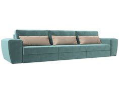 Прямой диван Лига Диванов Лига-008 Long 372х107х94 см, бирюзовый\бежевый
