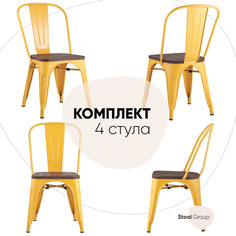 Стул для кухни обеденный Stool Group TOLIX WOOD желтый глянцевый комплект 4 стула