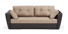 Диван-кровать 4Home Амстердам, 235х97х85 см, рогожка Beige, экокожа Brown, Еврокнижка