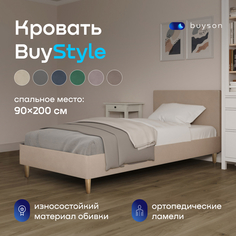 Односпальная кровать buyson BuyStyle 200х90 см, бежевая, микрофибра