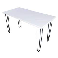 Стол кухонный Solarius Loft металл-дерево 130х80х75, белый с черными ножками-шпильками