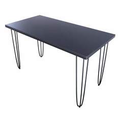 Стол кухонный Solarius Loft металл-дерево 140х80х75, антрацит с черными ножками-шпильками