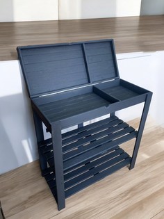 Стеллаж ТП-463 для инструментов из массива хвои, черный (106х100х45см) No Brand