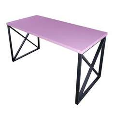 Стол кухонный Solarius Loft с крестообразными ножками 140х60х75, розовый с черными ножками
