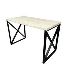 Стол кухонный Solarius Loft с крестообразными ножками 130х60х75, без шлифовки,черные ножки