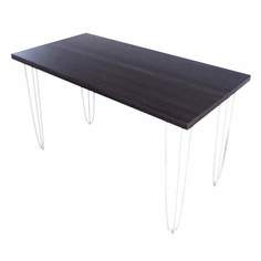 Стол кухонный Solarius Loft металл-дерево 140х60х75, цвет венге с белыми ножками-шпильками