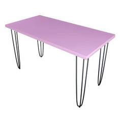 Стол кухонный Solarius Loft металл-дерево 140х70х75, розовый с черными ножками-шпильками