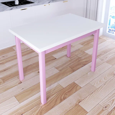 Стол кухонный Solarius Классика дерево 110х60х75, белый с розовыми ножками