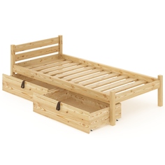 Кровать Solarius Классика с реечным основанием 200х80 с 2 выкатными ящиками, без покрытия