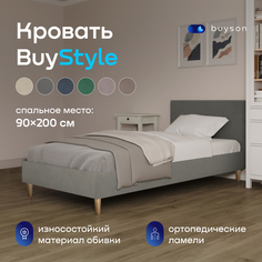 Односпальная кровать buyson BuyStyle 200х90, серый велюр