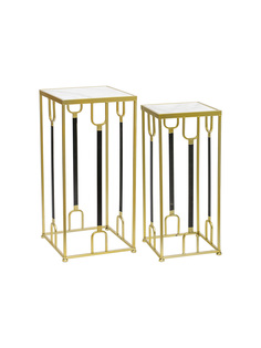 Столики интерьерные Glasar с белым мрамором, 2 пр 31x31x65, 26x26x60см, металл ГЛАСАР