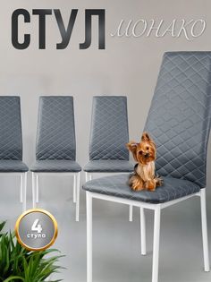 Стул для кухни Монако 4 шт, светло-серый, белые ножки No Brand