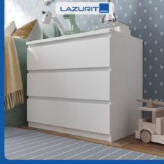 Комод Lazurit Scandi 3 ящика 78x50x70 белый Лазурит