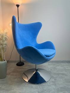Кресло дизайнерское Elegant Land Egg Arne Jacobsen Style, голубое