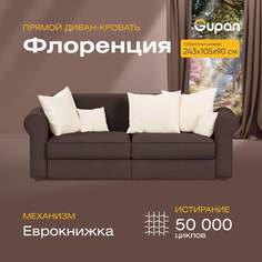 Диван-кровать прямой Gupan Флоренция Велюр коричневый раскладной еврокнижка