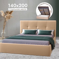 Двуспальная кровать AMI MEBEL Палермо 140х200 с подъемным механизмом, с ящиком, бежевый