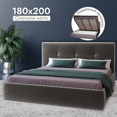 Двуспальная кровать AMI MEBEL Палермо 180х200 с подъемным механизмом с ящиком, темно-серый