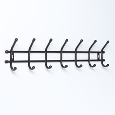 Вешалка настенная «Уют», 7 крючков, 66x15x8 см, цвет чёрный No Brand
