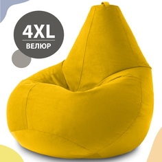 Кресло мешок груша XXXXL Комфорт, велюр, ярко-желтый No Brand