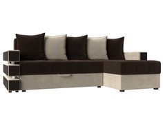 Диван угловой Лига Диванов Венеция правый угол бежевый; коричневый