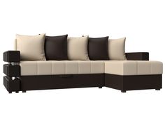 Диван угловой Лига Диванов Венеция правый угол бежевый; коричневый