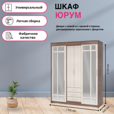 Шкаф Интерьер-Центр Юрум 170x60x210 ясень шимо темный/ясень шимо светлый