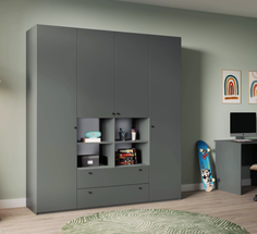 Шкаф распашной QualisMebel Dallas 1600х500х2200, Графит
