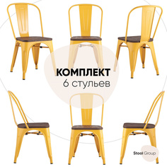 Стул для кухни обеденный Stool Group TOLIX WOOD желтый глянцевый комплект 6 стульев